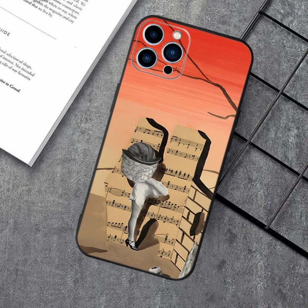 Чехол для телефона с картиной Рене Магритта Для Apple iPhone 15,14,13,12,11,XS,XR,X,8,7,Pro,Max,Plus,mini Силиконовый Черный Чехол