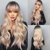 HENRY MARGU Red Ginger Copper Yellow Synthetic Wig for Women Long Curly Wave Wigs with Bangs Cosplay Party Heat Resistant Hair