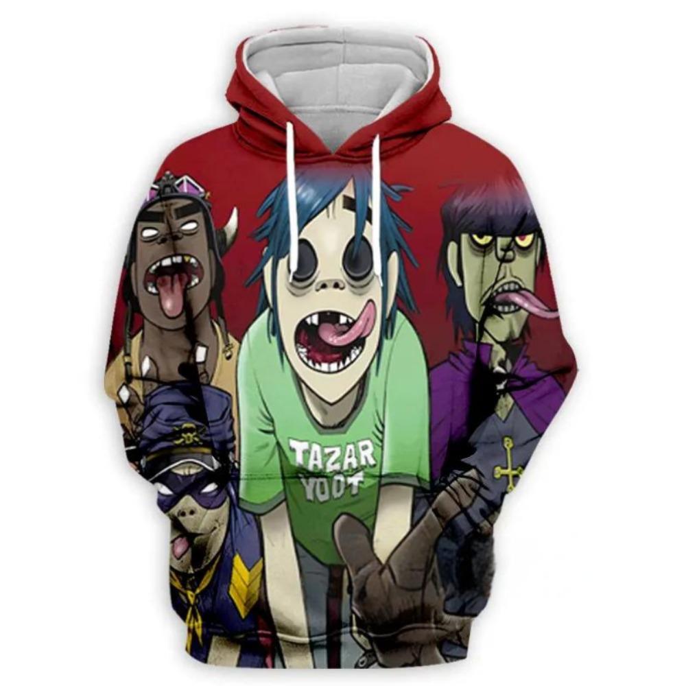 Толстовка с капюшоном Gorillaz Band с 3D-принтом для детей, повседневный оверсайз топ Y2k Harajuku, толстовка с капюшоном для мальчиков