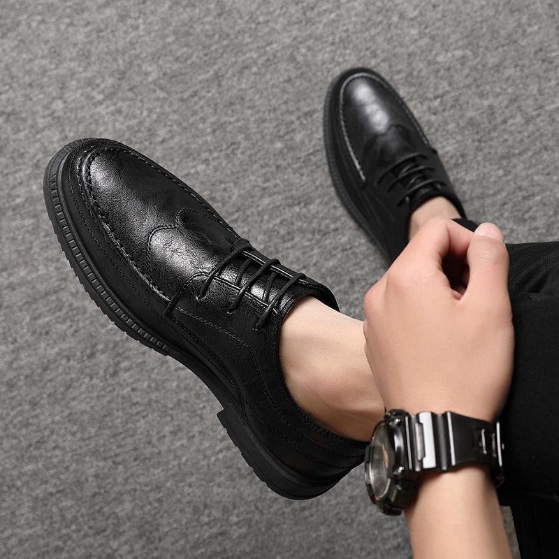 Spring and Summer Leather Shoes Men's Versatile Men's Shoes Casual Shoes Heightening Chef Shoes Black Work Shoes Martin Shoes Men