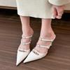 Fashion Fashion Buckle Footwear Pointed Toe Pumps Ladies Thin Heels Shoes Female Super High Heels Slides Shoes For Women Mules 2025