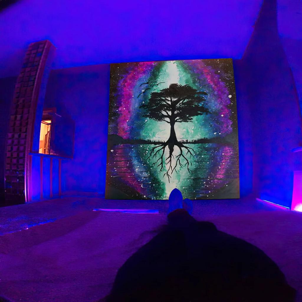 Флуоресцентный гобелен, УФ-реакция, психоделический череп, гриб, стена, хиппи, спальня, общежитие, украшение отдельной комнаты