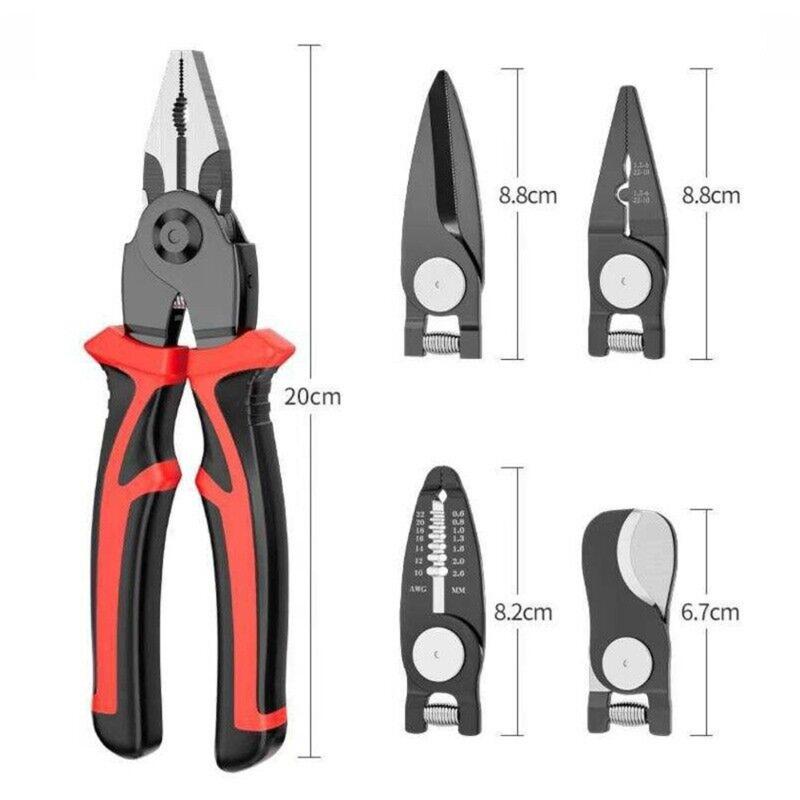 5 In 1 Plier Tool Set, Combination Interchangeable Pliers Kit With Cable Cutters, Wire Stripper