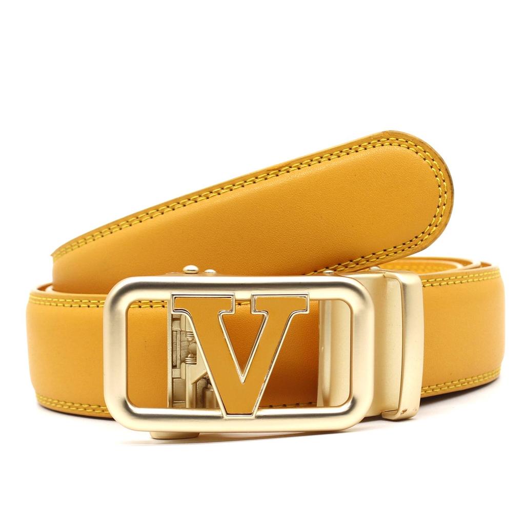 High-End Men's Genuine Leather Automatic Buckle Cowhide Belt - Versatile Fashion Accessory