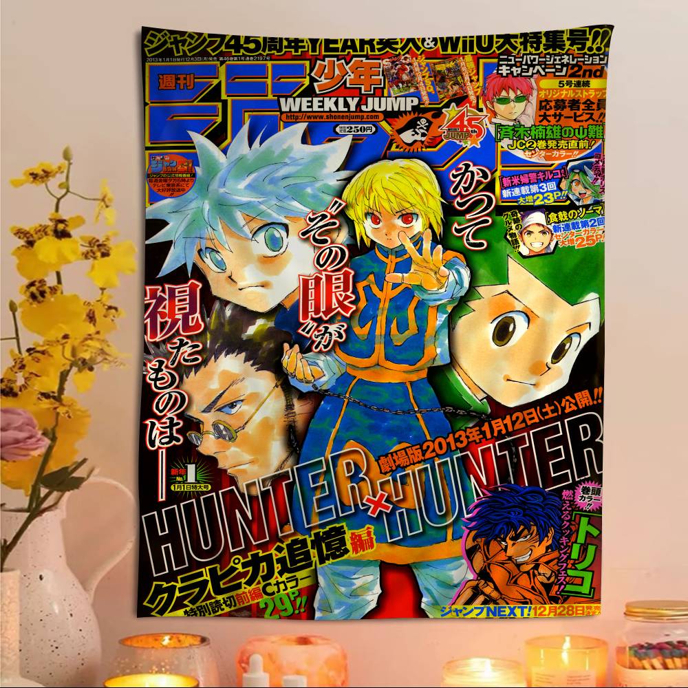 Настенный гобелен с обложкой из Weekly Jump Hunter x Hunter Декор для комнаты в стиле сёнэн Манга Яркий акцент для комнаты для поклонников приключенческого аниме и манги Jump