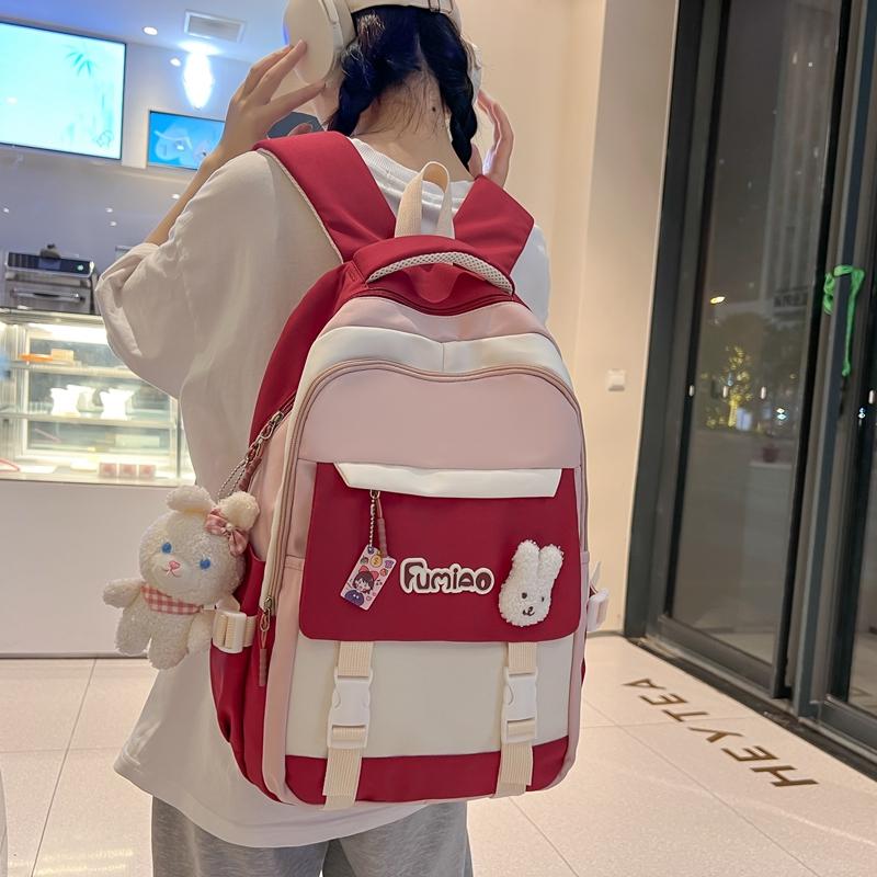 Школьный рюкзак для младших школьников, женский рюкзак большой емкости, контрастный цветной рюкзак для старшеклассников