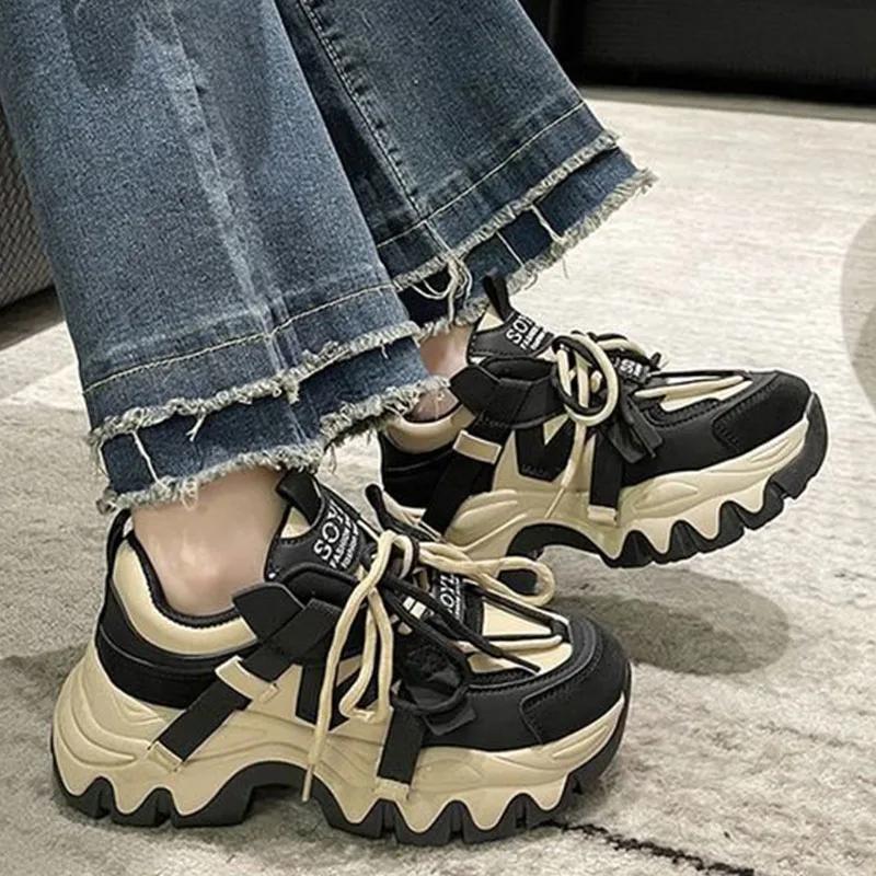 Модные женские кроссовки 2024 года, модные женские туфли на платформе для тенниса, дизайнерские кроссовки, новые толстые подошвы с розами, высокие, из ткани, на шнуровке