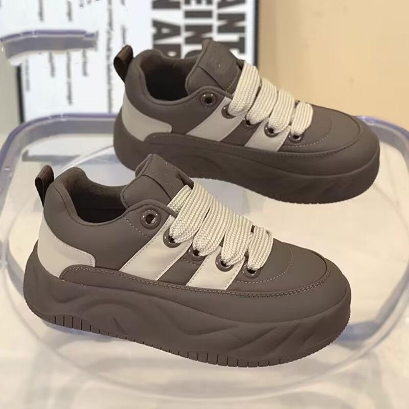 Весенне-осенние новые ретро уродливые милые туфли-хлебушки женские на платформе с увеличением высоты дышащие туфли на маффиновой подошве повседневная спортивная обувь