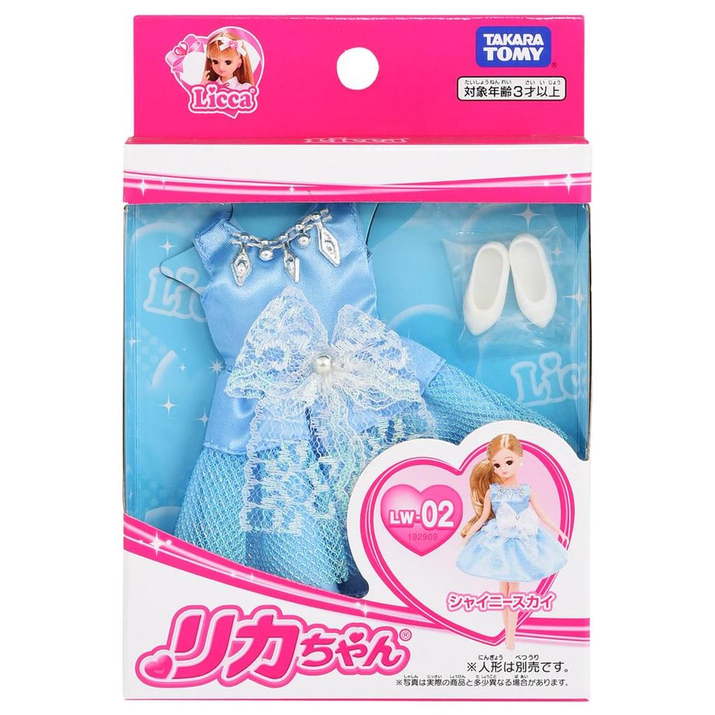 TAKARA TOMY Одеваем блестящую куклу, ролевая игрушка для детей от 3 лет, соответствует стандартам безопасности игрушек, имеет сертификат ST Mark. Ликка "Licca-chan LW-02 Sky" Dress-up