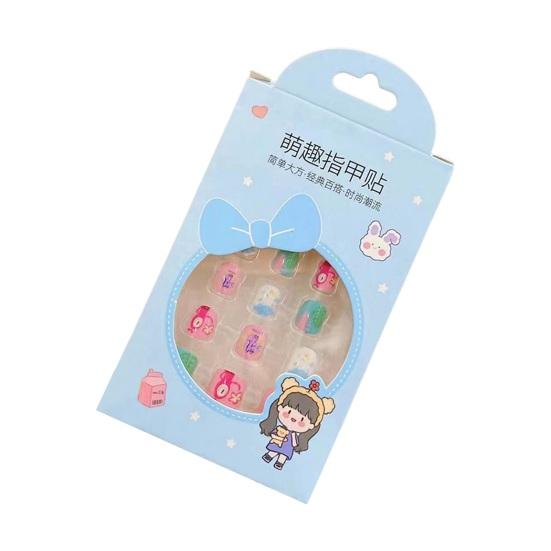 12 шт. детские накладные ногти Kawaii, самоклеящиеся накладные ногти, набор креативного маникюра для детей, украшения