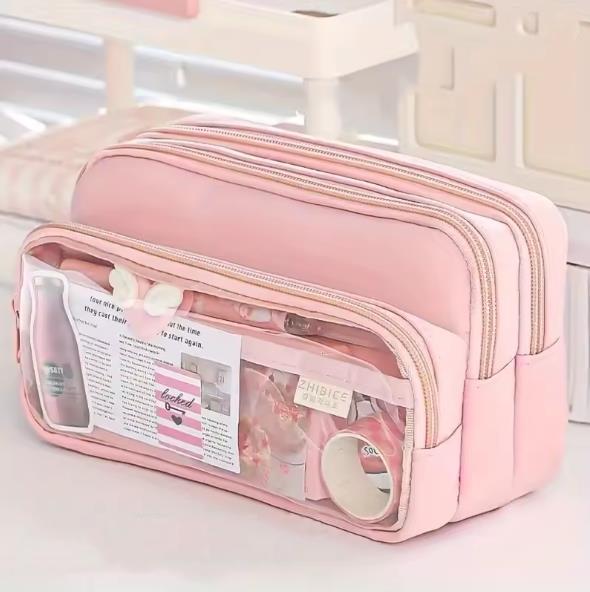 Capacity Pencil Case Stationery Pen Bag Beauty Bag Portable Cosmetic Storage Bag Back School