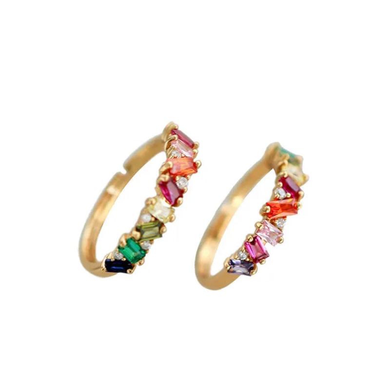 Оригинальный дизайн инкрустированных радужных драгоценных камней колец для женщин регулируемые легкие роскошные элегантные помолвочные ювелирные изделия высокого качества