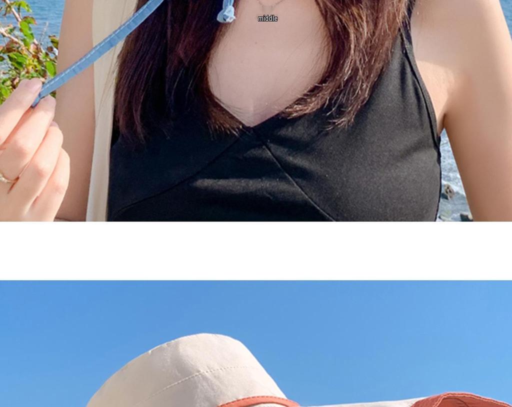 Женская двухсторонняя ветрозащитная пляжная шляпа от солнца с широкими полями для лета