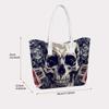 Gothic Skull Poker Pattern Large Capacity Casual Tote Bag for Daily Use