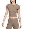 Nike Sportswear Chill Knit Breathable Versatile Short Sleeve T-Shirt Women Tops Mink-Brown HJ0720233
