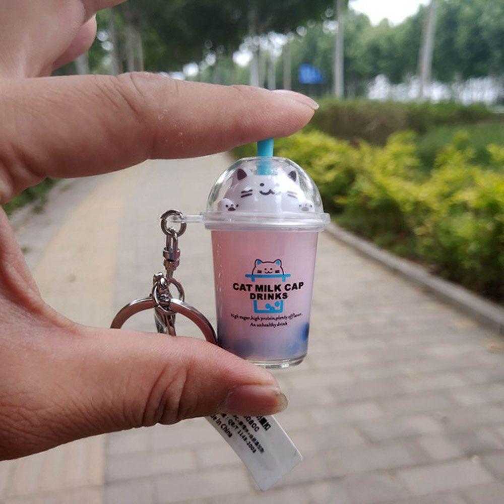 Молочный чай акриловый кулон милый кот плавающая чашка ювелирные изделия брелок модные аксессуары брелок
