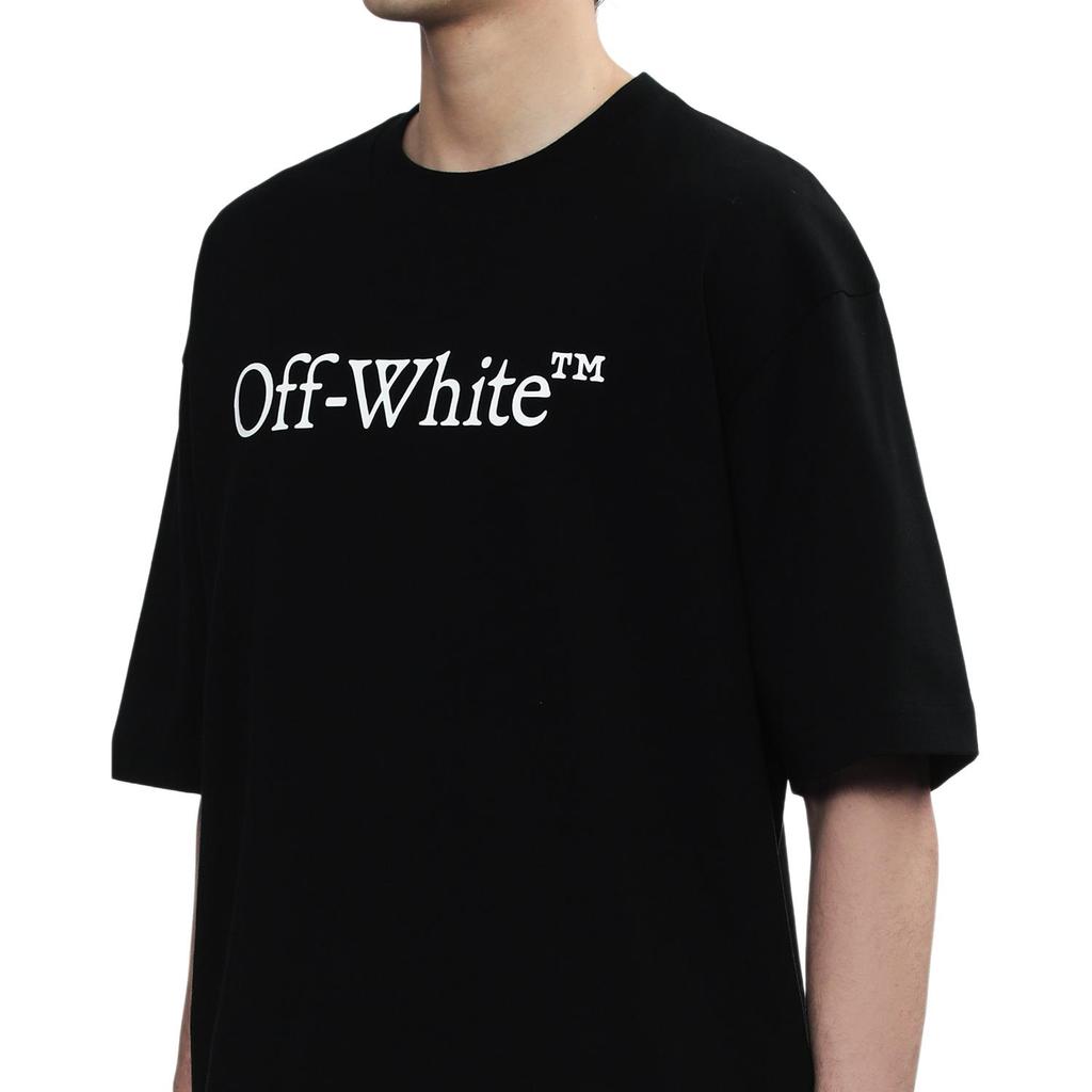 Off-White Большая книжная скейт-футболка Черный/Белый Мужские топы OMAA120C99JER0081001