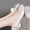 Spring and Summer New Soft Leather Soft Sole Women's Single Shoes Medium Heel Thick Heel Non-slip Shallow Mouth Versatile Work Women's Shoes