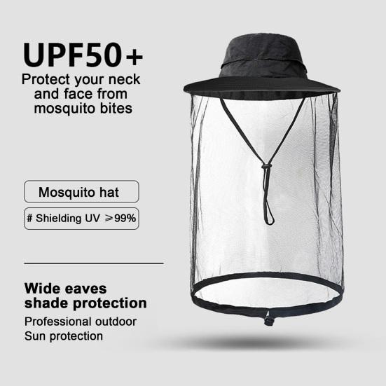Шляпа с москитной сеткой для мужчин и женщин с широкими полями, защита от солнца, панама с вуалью, защита от насекомых для рыбалки, пешего туризма