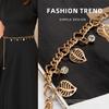 Elegant Personalized Leaf Rhinestone Metal Waist Chain Women's High-end Bohemian Style Dress Decorative Belt Women