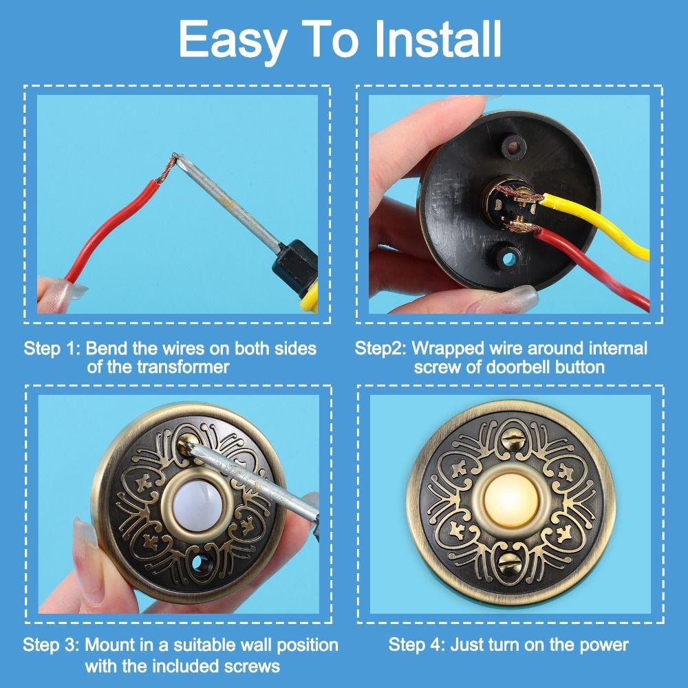 Metal Metal Door Bell LED Lighted Door Bell Heavy Duty Doorbell Push Button  Garage