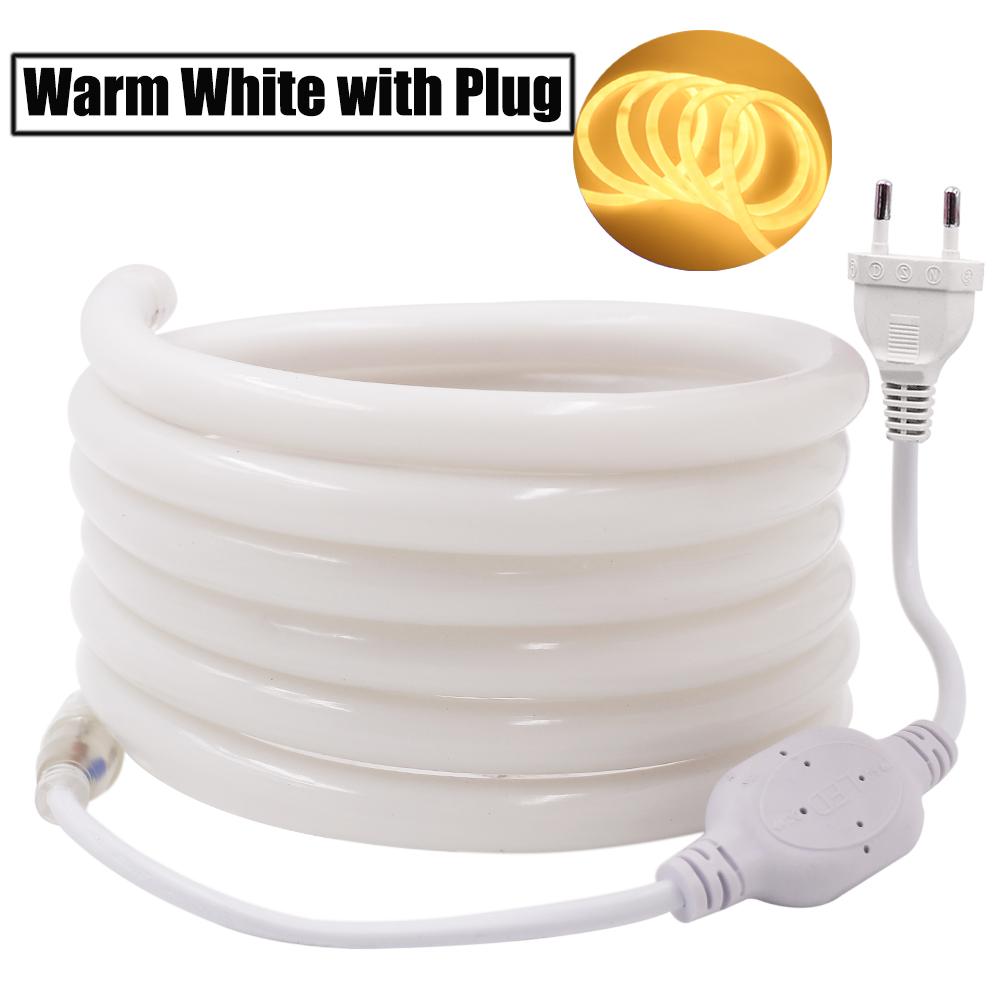 Round LED Flexible Strip Light 220V SMD 2835 RGB LED Neon Light flex tube 120led IP68 Waterproof rope string lamp EU Power plug