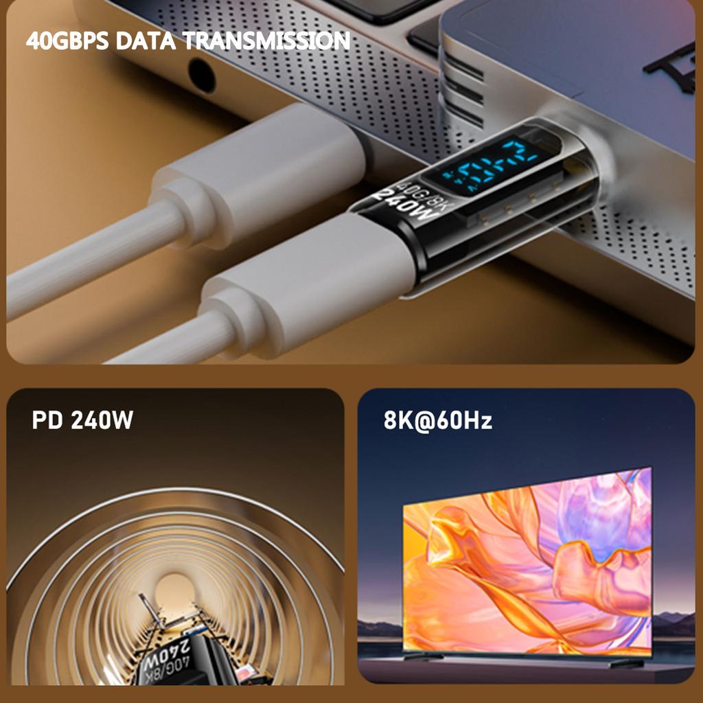 Быстрый 240 Вт разъем типа C, мощный USB-адаптер C со светодиодным индикатором, поддерживает видео 8K60 Гц и передачу данных 40 Гбит/с