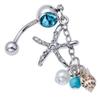 Dangle Surgical Steel Crystal Starfish Conch Body Navel Belly Ring Button Piercing Bar