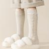 3 Pairs Solid Fleece Lined Calf Socks, Thickened & Warm Long Socks For Fall & Winter, Women's Stockings & Hosiery