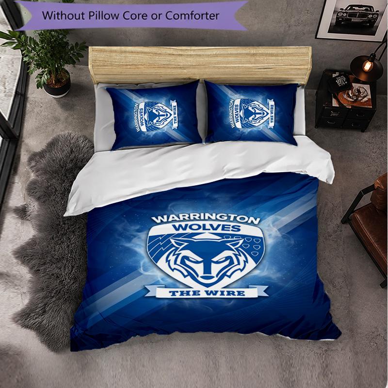 Набор постельного белья Warrington Wolves из микрофибры, 3 предмета, Декоративный комплект с пододеяльником для спальни, Домашнее использование