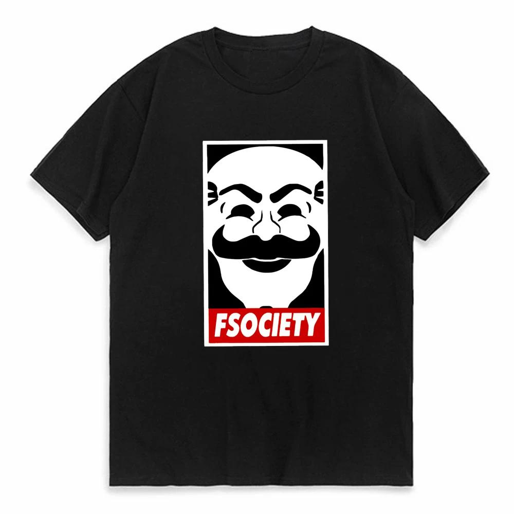 Винтажная забавная футболка Mr Robot унисекс 100% хлопок футболка Fsociety с коротким рукавом футболка хакера F Society Топы гик-футболка Одежда Подарок