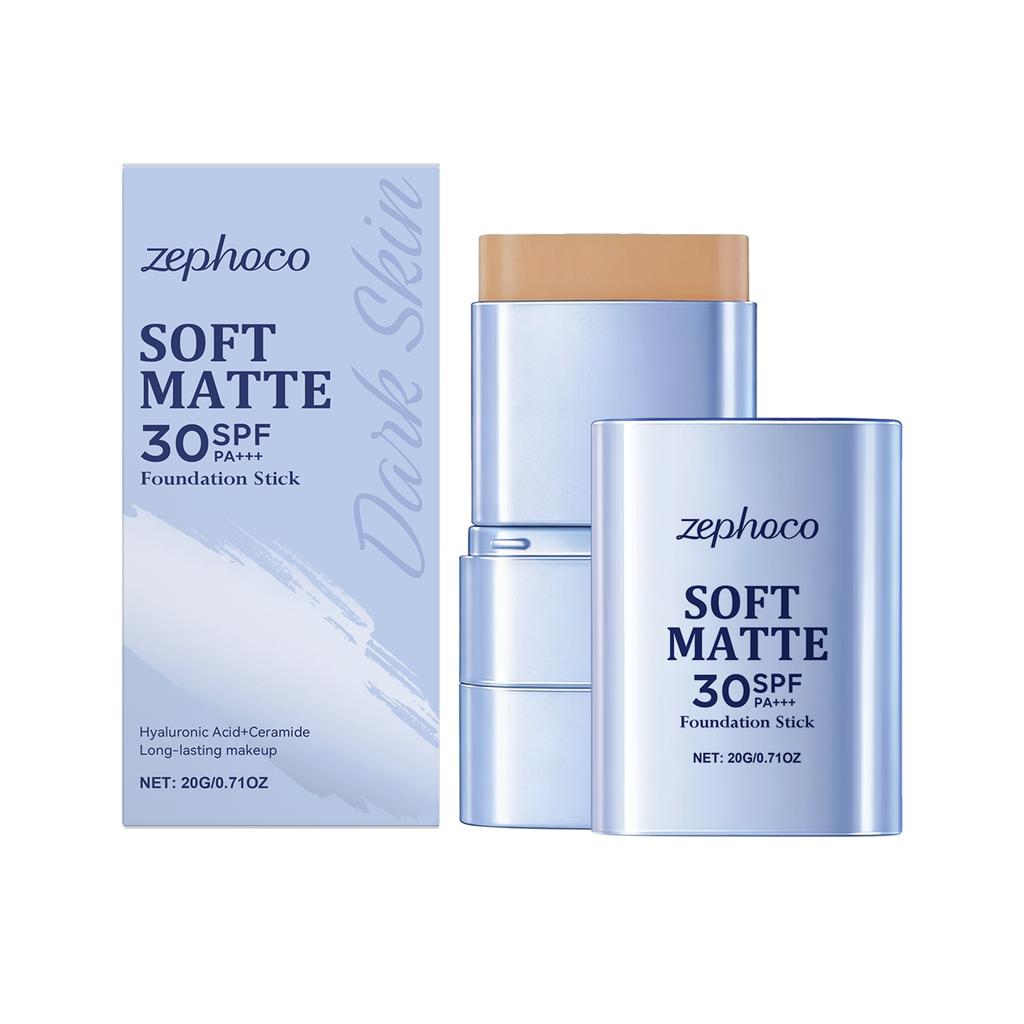 2-in-1 Soft Matte Foundation Stick Deep flesh color Lightweight concealer with long-lasting, radiant, and clear makeup finish