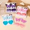 3Pcs/Card Glitter Butterfly Hair Clips Sunglasses for Girls Sparkling Kids Bows Hairpins Sun Glasses Cute Hair Accessories Set
