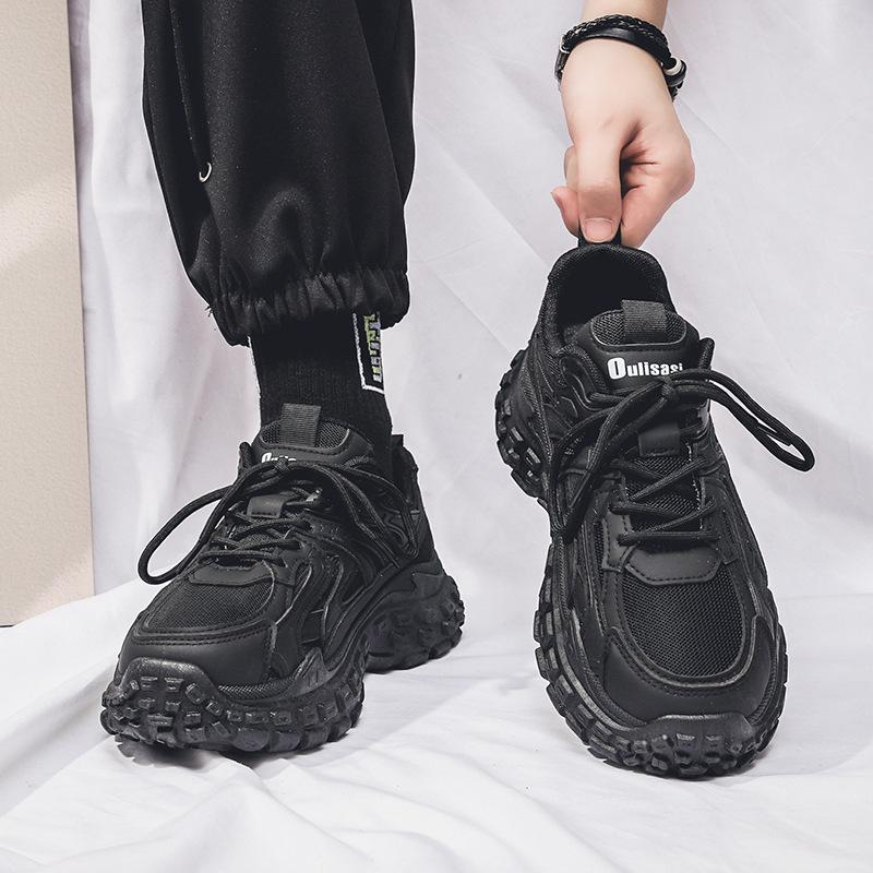 Новые весенние дышащие сетчатые спортивные туфли для мужчин в корейском стиле, модные, универсальные, на толстой подошве, нескользящие, повседневные, для бега, туфли папы