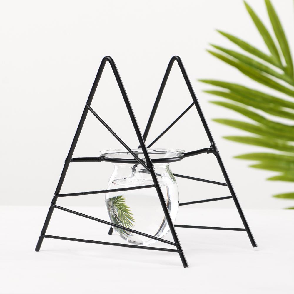 Frame Home Decoration Terrarium Metal Holder Hydroponic Vase Glass Planter Iron Geometric Pattern