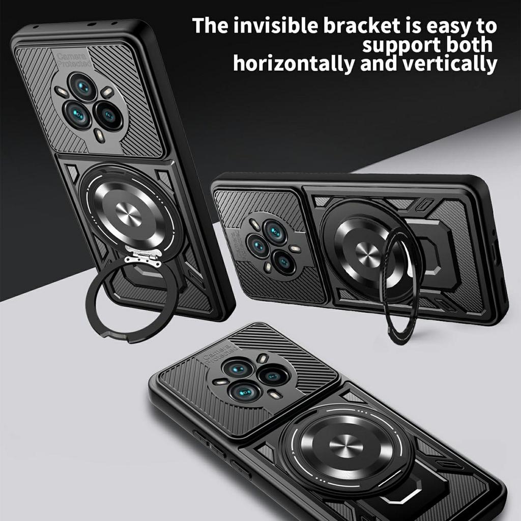 Для Realme 14 Pro 5G Магнитный чехол Вращающаяся подставка TPU+PC Чехол для телефона