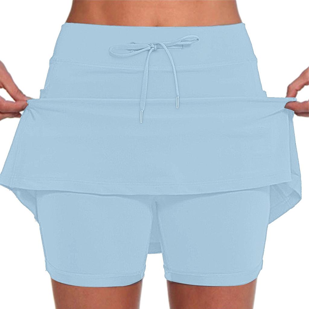 Женские однотонные повседневные спортивные шорты для фитнеса, бега, йоги, плиссированные юбки, теннисная юбка