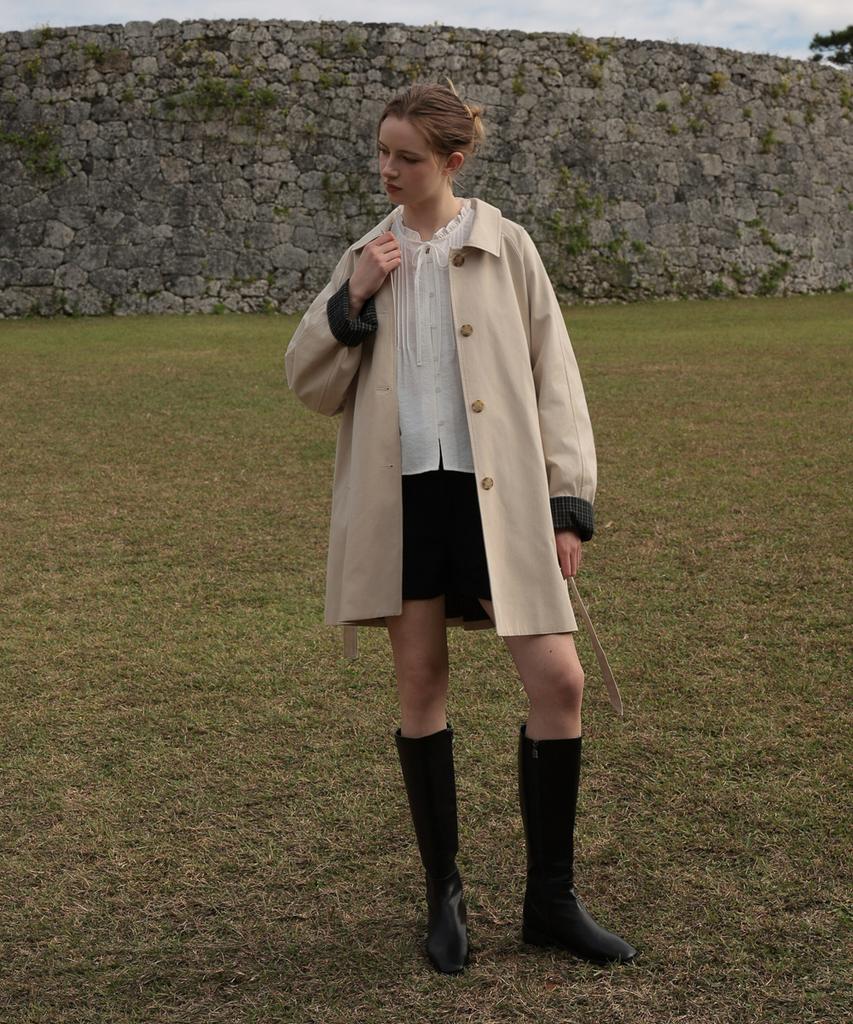 DEHEVE Point Half Trench Coat [Beige]