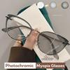 Women Nearsighted Eyeglasses Unisex Fashion Anti-Blue Light Cat Eye Photochromic Glasses Retro Myopia Glasses Hd Diopter