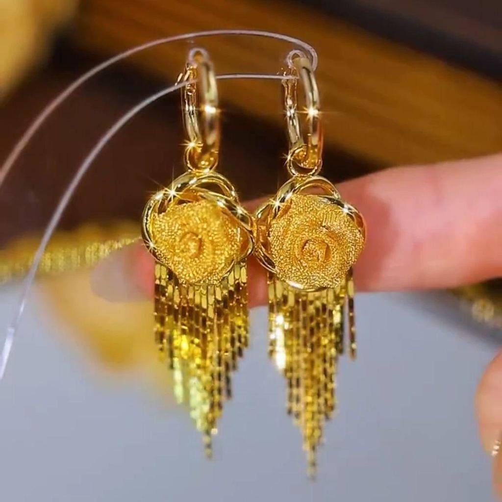 Роскошные серьги-кисточки с розами - Элегантный, универсальный дизайн на клипсах для женщин