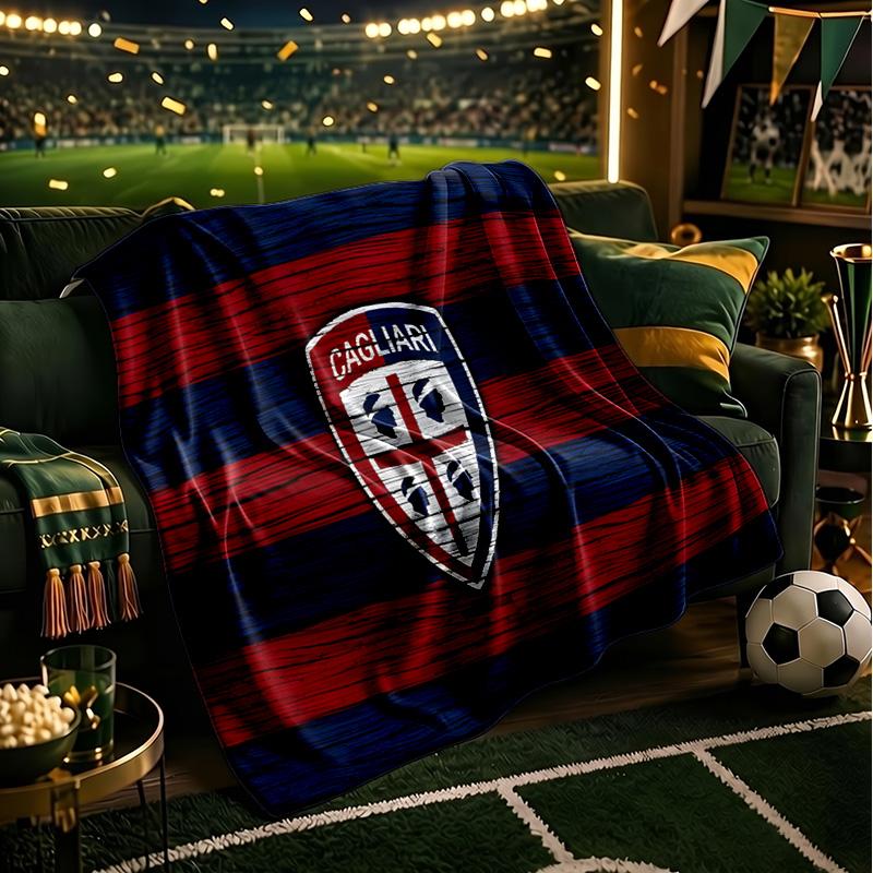 Cagliari Football Club Crest Throws Blanket Flannel Blankets Plush for Couch Bed Gifts for Men Women Travel picnic blanket Christmas fan gifts