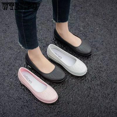 Женские водонепроницаемые нескользящие мягкие туфли из ПВХ на толстом каблуке большого размера, однотонные, повседневные, открытые, рабочие туфли