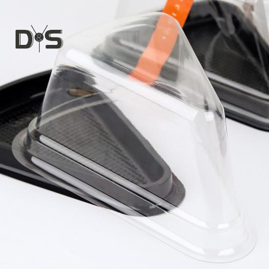 50Pcs Disposable Cake Box Anti-slip Texture Transparent Lid Waterproof Oilproof PET Moon Cake Tray Triangular Mousse Cake Packing Box