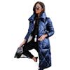 Glossy Parkas Outwear Women Long Sleeve Lapel Long Winter Keep Warm Parkas Outwear Zipper Cotton-Padded Coat Jackets