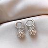 Zircon pearl flower ball pendant, ear buckle, new popular fashion versatile earrings, light luxury high-end earrings, women
