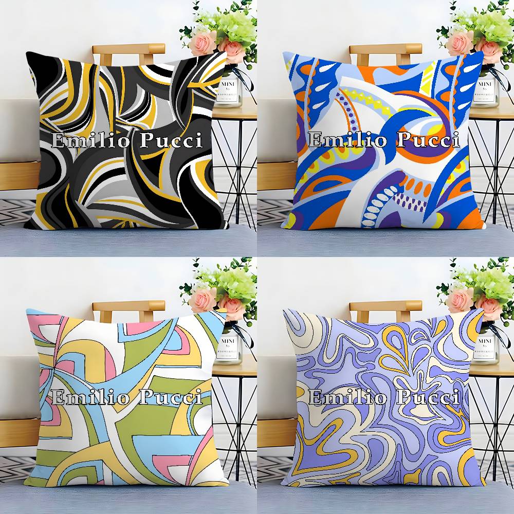 Модная наволочка с логотипом E-Ee-Emilio P-Pucci, плюшевая ткань, мягкая, двусторонняя печать, чехол для диванной подушки, чехлы для декоративных подушек
