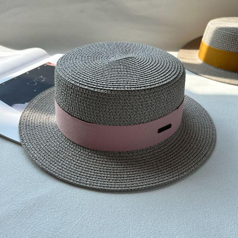 New hat women's spring and summer flat top top hat adjustable French British sunshade sunscreen travel versatile seaside