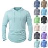 Mens Casual Hooded Coat Solid Color Long-Sleeved Sports Hoodie