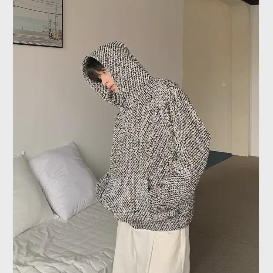 2024 Высококачественная модная тканая толстовка с капюшоном: Популярный стиль темперамента для мужчин, осень/зима.