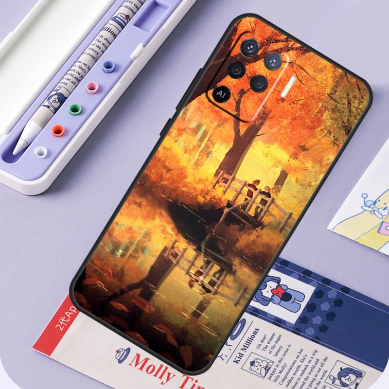 Autumn Leaves Fall Halloween For OPPO A93 A83 A91 A52 A72 A54 A74 A94 A5S A5 A9 A31 A53 A15 A16 Phone Case Back Cover